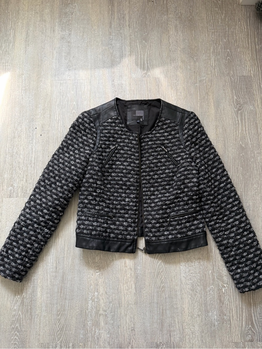 Vintage The Limited Textured Black & Gray Women's Zip Jacket